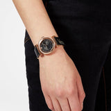 Versace V-Motif Vintage Logo Black Dial Black Leather Strap Watch for Women - VERE00818 Buy Now By Versace