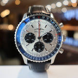 Breitling Navitimer B01 Chronograph 43 Silver Dial Black Leather Strap Watch for Men - AB0138241G1P1 Buy Now By Breitling