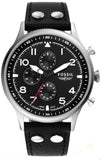 Fossil Retro Pilot Chronograph Black Dial Black Leather Strap Watch for Men - FS5806 Buy Now By Fossil