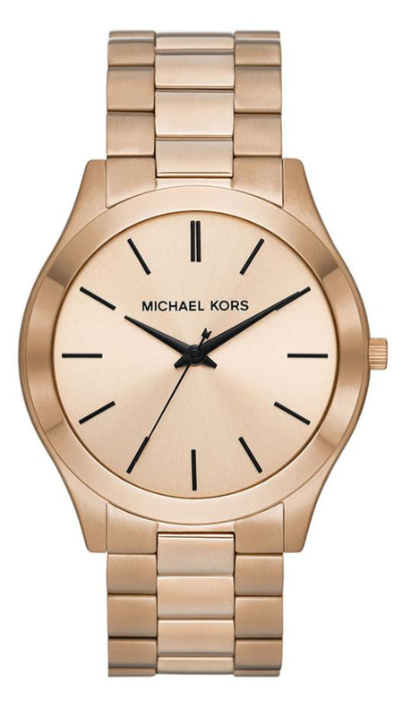 Michael Kors Slim Runway Three-Hand Gold Dial Gold Steel Strap Watch for Women - MK9122 Buy Now By Michael Kors