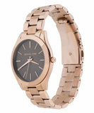 Michael Kors Slim Runway Brown Dial Rose Gold Stainless Steel Strap Watch for Women - MK3181 Buy Now By Michael Kors