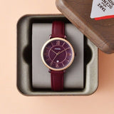 Fossil Jacqueline Burgundy Dial Burgundy Leather Strap Watch for Women - ES4099 Buy Now By Fossil