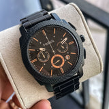 Fossil Machine Chronograph Black Dial Black Steel Strap Watch for Men - FS4682 Buy Now By Fossil