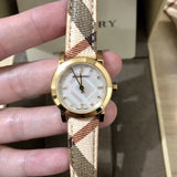 Burberry The City Diamonds Mother of Pearl Dial Brown Leather Strap Watch for Women - BU9226 Buy Now By Burberry