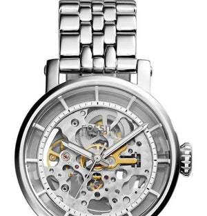 Fossil Boyfriend Automatic Skeleton Silver Dial Silver Steel Strap Watch for Women - ME3067 Buy Now By Fossil