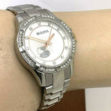 Bulova Crystal Collection Mother of Pearl Dial Silver Steel Strap Watch for Women - 98L232 Buy Now By Bulova