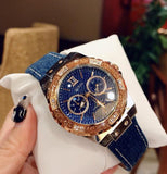 Guess Limelight Quartz Analog Blue Dial Blue Denim Strap Watch For Women - W0775l10 Buy Now By Guess