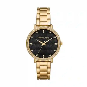Michael Kors Pyper Three-Hand Black Dial Gold Steel Strap Watch For Women - MK4593 Buy Now By Michael Kors