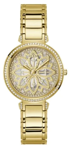 Guess Lily Quartz Gold Dial Gold Steel Strap Watch For Women - GW0528L2 Buy Now By Guess