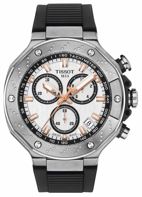 Tissot T Race Chronograph White Dial Black Rubber Strap Watch For Men - T141.417.17.011.00 Buy Now By Tissot