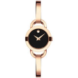 Movado Rondiro 22mm Black Dial Rose Gold Steel Strap Watch For Women - 0607065 Buy Now By Movado