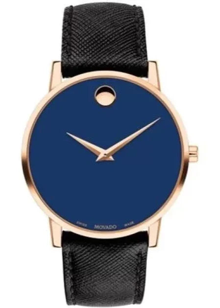 Movado Museum Sport Blue Dial Black Leather Strap Watch for Men - 0607266 Buy Now By Movado