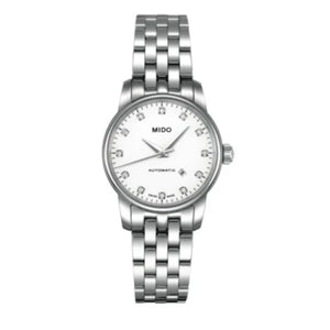 Mido Baroncelli III Automatic Diamonds White Dial Silver Steel Strap Watch For Women - M7600.4.66.1 Buy Now By Mido