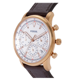 Fossil Goodwin Chronograph White Dial Brown Leather Strap Watch for Men - FS5415 Buy Now By Fossil
