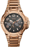 Guess Rigor Multi Function Black Dial Rose Gold Steel Strap Watch For Men - W0218G3 Buy Now By Guess