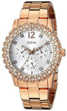Guess Dazzler Diamonds Silver Dial Rose Gold Steel Strap Watch for Women - W0335L3 Buy Now By Guess