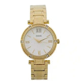 Guess Park Ave South Analog White Dial Gold Steel Strap Watch For Women - W0767L2 Buy Now By Guess