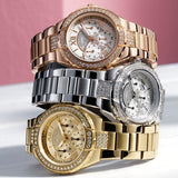 Guess Viva Diamonds White Dial Rose Gold Steel Strap Watch for Women - W0111L3 Buy Now By Guess