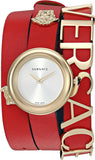 Versace V-Flare Quartz Silver Dial Red Leather Strap Watch for Women - VEBN00418 Buy Now By Versace