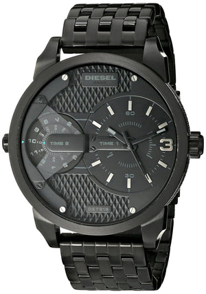 Diesel Mini Daddy Dual Time Black Dial Black Stainless Steel Strap Watch For Men - DZ7316 Buy Now By Diesel