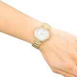 Guess Park Ave South Analog White Dial Gold Steel Strap Watch For Women - W0767L2 Buy Now By Guess