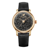 Swarovski Crystalline Hours Black Dial Black Leather Strap Watch for Women - 5295377 Buy Now By Swarovski