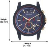 Armani Exchange Outerbanks Chronograph Blue Dial Blue Silicone Strap Watch For Men - AX1335 Buy Now By Armani Exchange