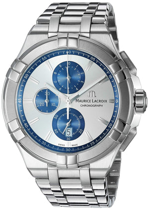 Maurice Lacroix Aikon Chronograph Silver Dial Silver Steel Strap Watch for Men - AI1018-SS002-131-1 Buy Now By Maurice Lacroix