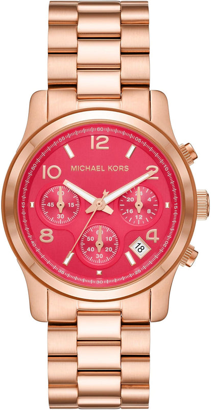 Michael Kors Runway Chronograph Pink Dial Rose Gold Steel Strap Watch For Women - MK7352 Buy Now By Michael Kors