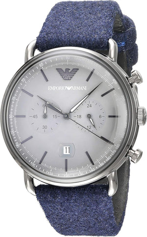 Emporio Armani Aviator Quartz Grey Dial Blue Fabric Strap Watch For Men - AR11144 Buy Now By Emporio Armani