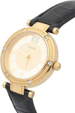 Guess Park Avenue Quartz Gold Dial Black Leather Strap Watch For Women - W0838L1 Buy Now By Guess