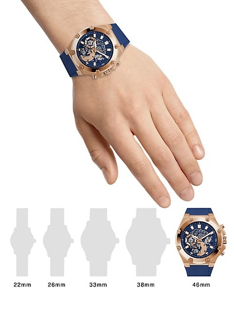 Guess Third Gear Analog Blue Dial Blue Rubber Strap Watch for Men - GW0334G3