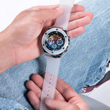 Guess Poseidon Chronograph Rainbow Dial White Silicone Strap Watch For Men - GW0425G4 Buy Now By Guess