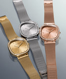 Guess Tapestry Diamonds Gold Dial Gold Mesh Bracelet Watch for Women - GW0354L2 Buy Now By Guess