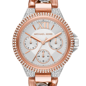 Michael Kors Camille Pavé Chronograph Silver Dial Two Tone Steel Strap Watch for Women - MK6843 Buy Now By Michael Kors