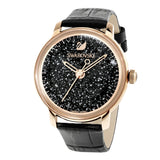 Swarovski Crystalline Hours Black Dial Black Leather Strap Watch for Women - 5295377 Buy Now By Swarovski