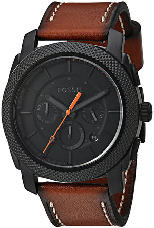 Fossil Machine Chronograph Black Dial Brown Leather Strap Watch for Men - FS5234 Buy Now By Fossil