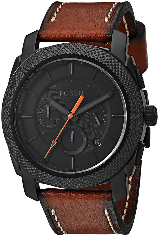 Fossil Machine Chronograph Black Dial Brown Leather Strap Watch for Men - FS5234 Buy Now By Fossil