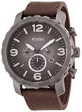 Fossil Nate Chronograph Grey Dial Brown Leather Strap Watch for Men - JR1424 Buy Now By Fossil