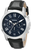 Fossil Grant Chronograph Blue Dial Black Leather Strap Watch for Men - FS4990 Buy Now By Fossil