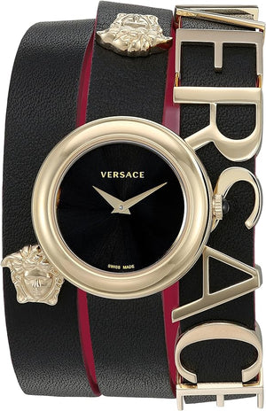 Versace V-Flare Quartz Black Dial Black Leather Strap Watch for Women - VEBN00218 Buy Now By Versace