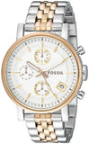 Fossil Boyfriend Chronograph White Dial Two Tone Steel Strap Watch for Women - ES3840 Buy Now By Fossil