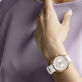 Swarovski Crystalline Glam Silver Dial White Leather Strap Watch for Women - 5452459 Buy Now By Swarovski