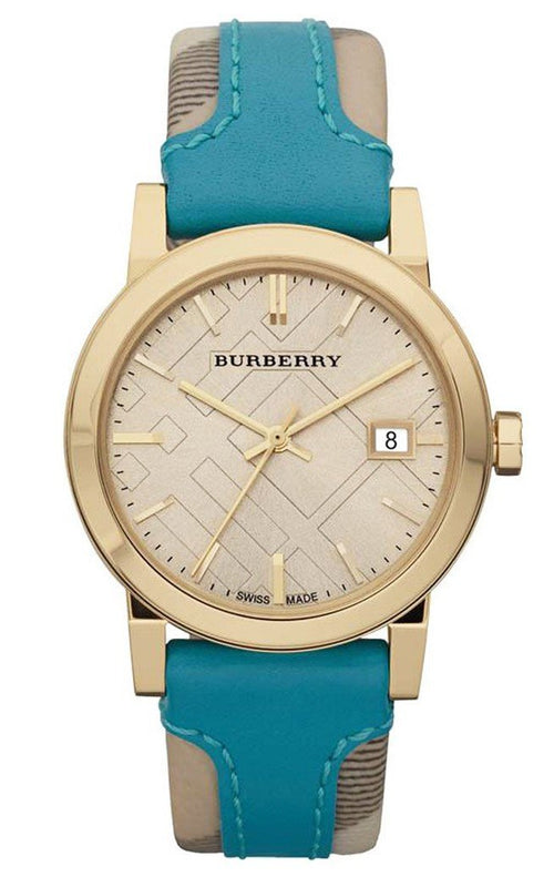 Burberry Heritage Gold Dial Blue Leather Strap Watch for Women - BU9112 Buy Now By Burberry