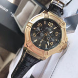 Guess Rigor Analog Black Dial Black Leather Strap Watch For Men - W0040G4 Buy Now By Guess