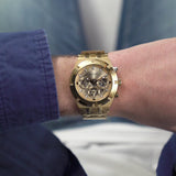 Guess Continental Gold Dial Gold Steel Strap Watch For Men - GW0260G4 Buy Now By Guess