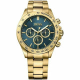 Hugo Boss Allure Chronograph Green Dial Gold Steel Strap Watch for Men - 1513923 Buy Now By Hugo Boss