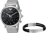 Emporio Armani Luigi Black Dial Silver Mesh Bracelet Watch For Men - AR8032 Buy Now By Emporio Armani