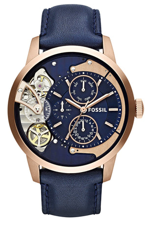 Fossil Townsman Twist Skeleton Blue Dial Blue Leather Strap Watch for Men - ME1138 Buy Now By Fossil