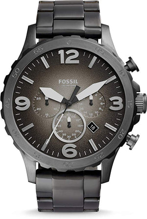 Fossil Nate Chronograph Gunmetal Dial Grey Steel Strap Watch for Men - JR1437 Buy Now By Fossil